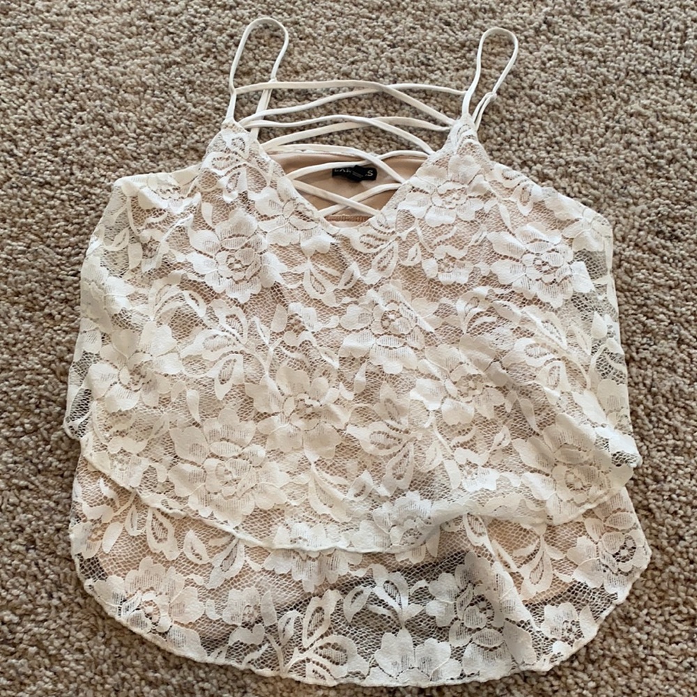 EUC white lace crop top